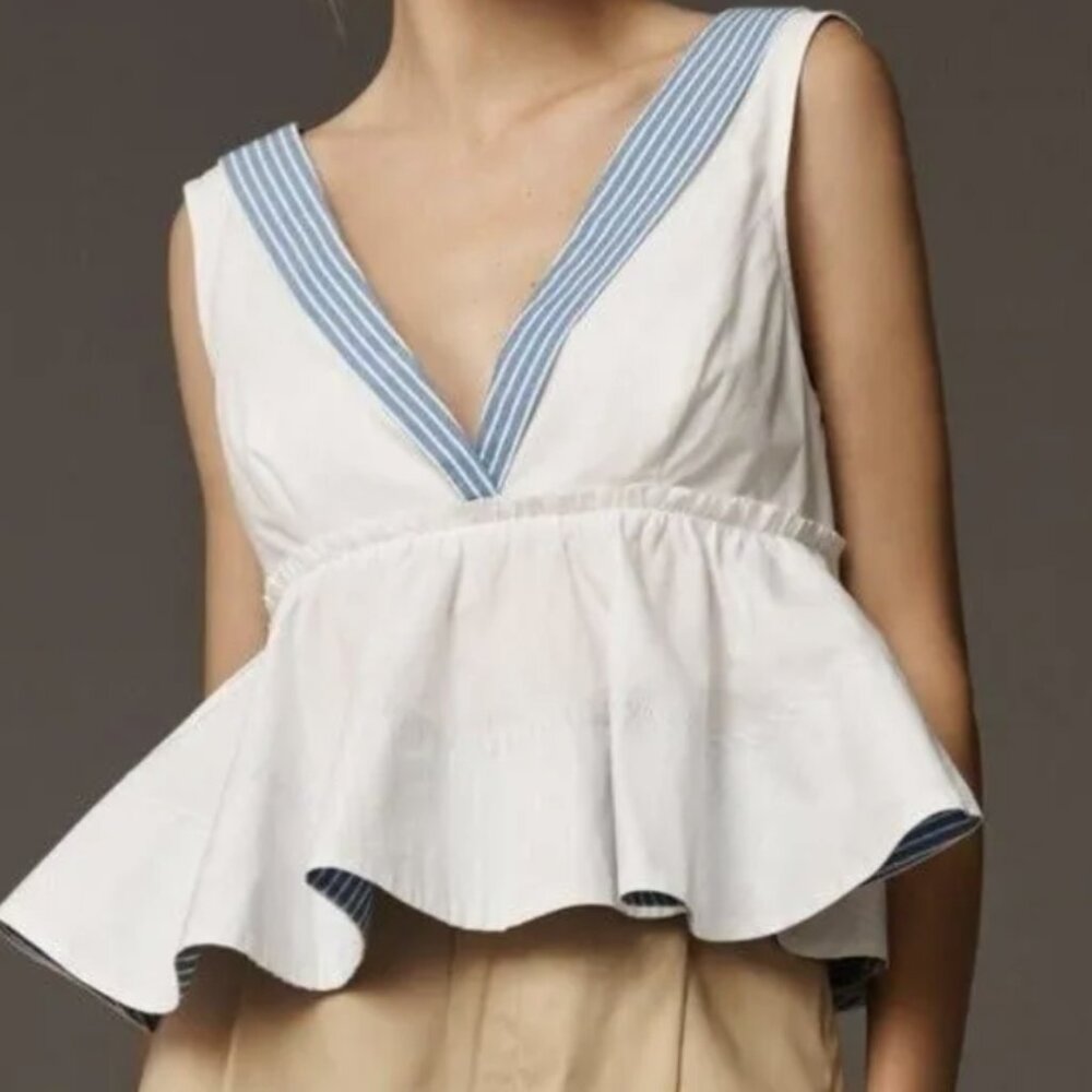 Maeve Sleeveless V-Neck Babydoll Blouse (Size XS)